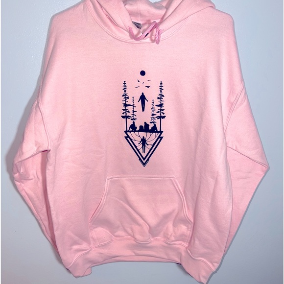 Stranger Things Medium Pink Hoodie The Upside Down Running up that Hill NWOT - Picture 1 of 6